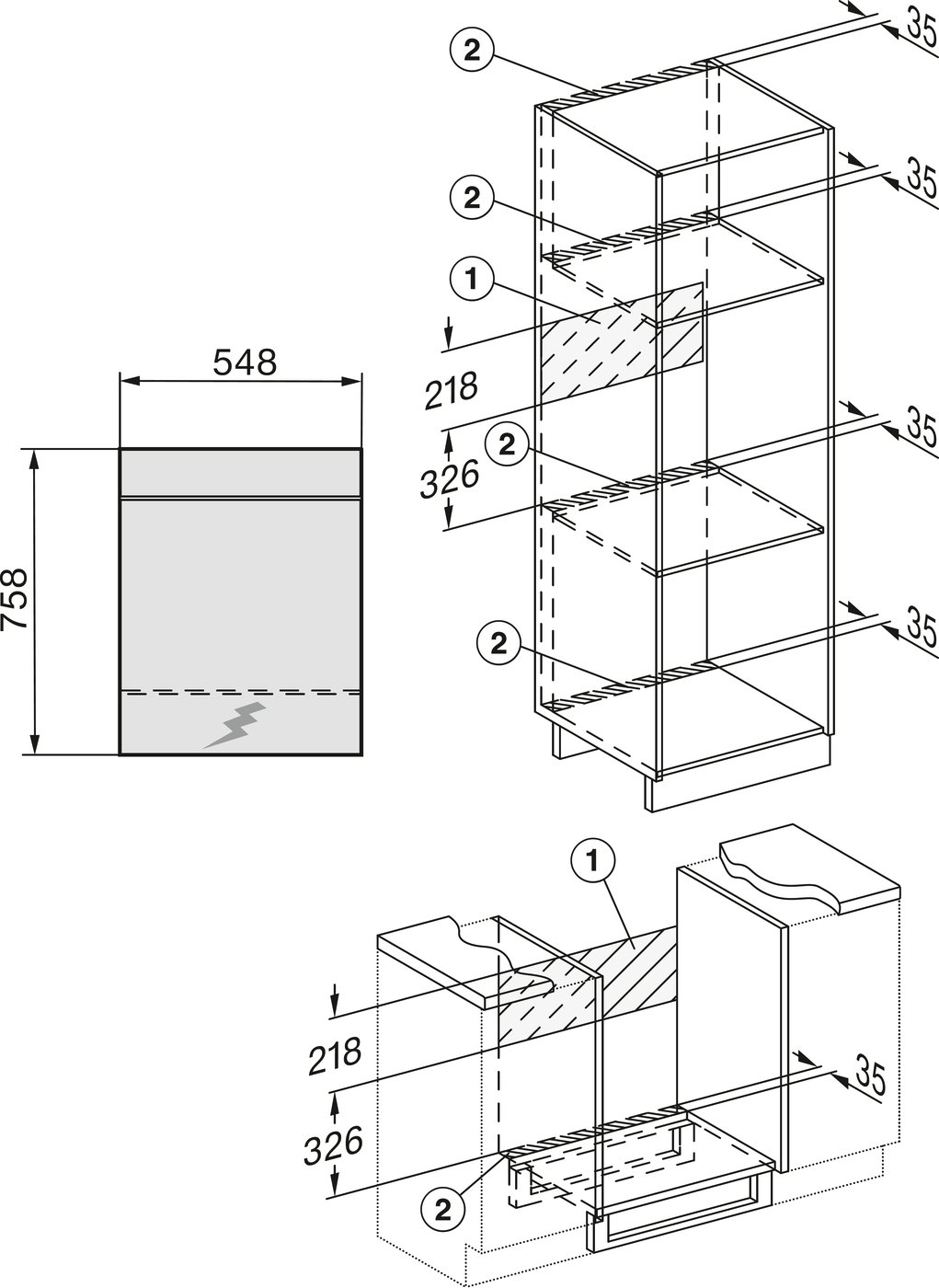 Духова шафа H 2861 B чорний обсидіан