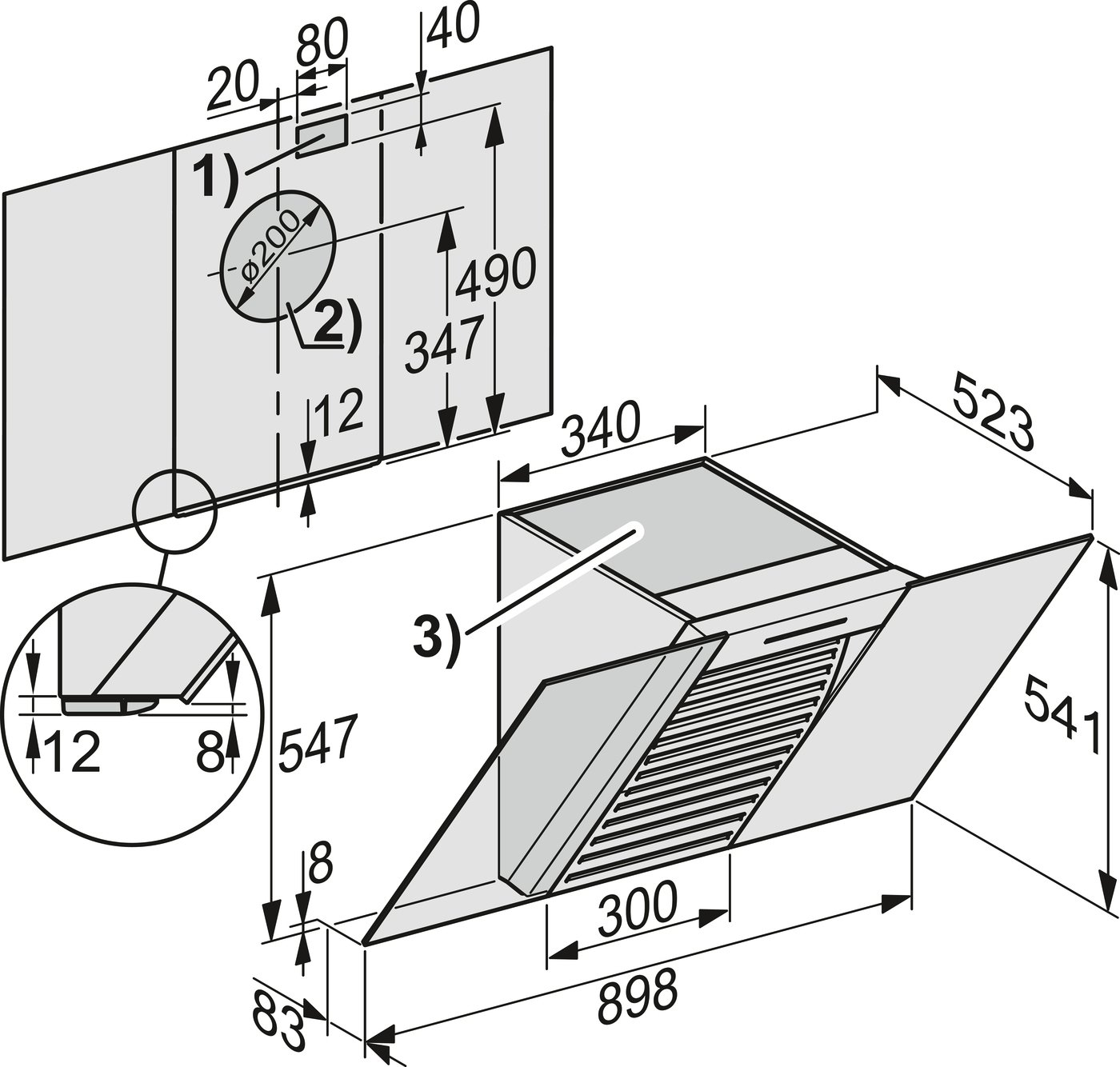 Витяжка DA 6096 W чорний обсидіан